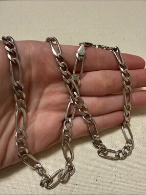 Sterling Silver 925 Men’s Figaro Link Chain Necklace 21’ inch chain